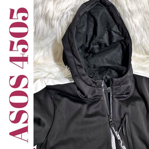 NWT ASOS 4505 MEN’S BLACK SKI SUIT BELTED HOOD WHITE RACING STRIPE MONOCHROME, S - Picture 11 of 16